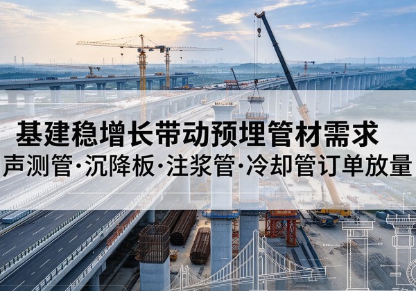 大荔基建稳增长带动预埋监测管材需求，声测管、沉降板、注浆管订单持续放量